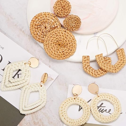 Earrings, Lightweight Geometric Earings, Tassel Woven Bohemian Earrings, Handmade Earings, Drop Dangle Earrings -4 Pairs Earrings, Lightweight Geometric Earings, Tassel Woven Bohemian Earrings, Handmade Earings, Drop Dangle Earrings -4 Pairs